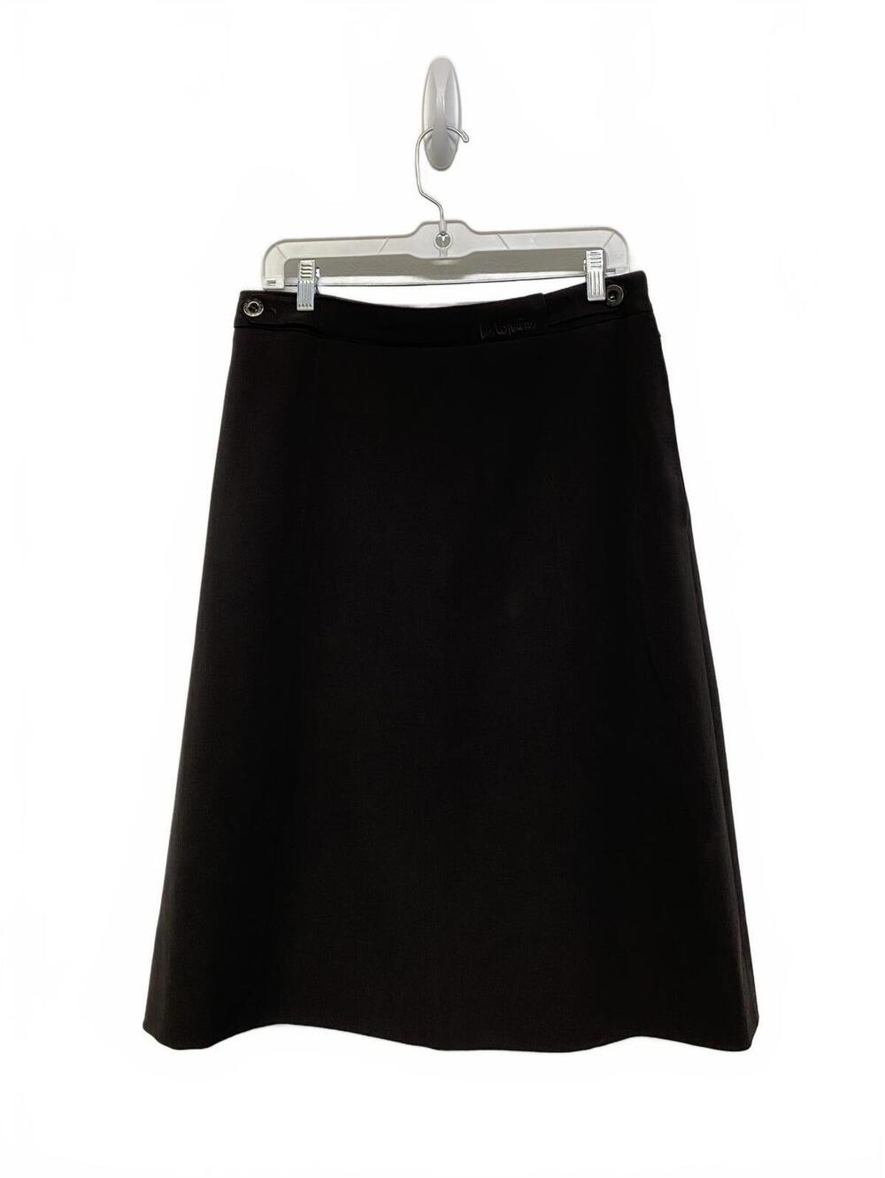 Vintage Les Copains Chestnut Brown 100 Wool ALine Skirt Button Detail Size 5 30”